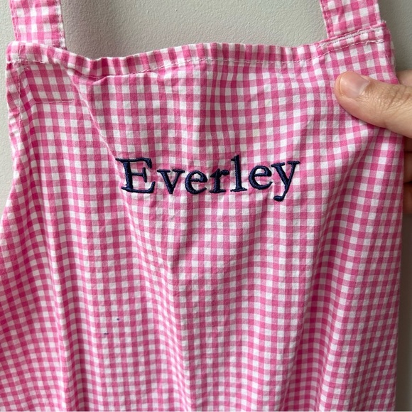 Pottery Barn Kids pink gingham apron with “Everley” embroidery - Picture 2 of 8